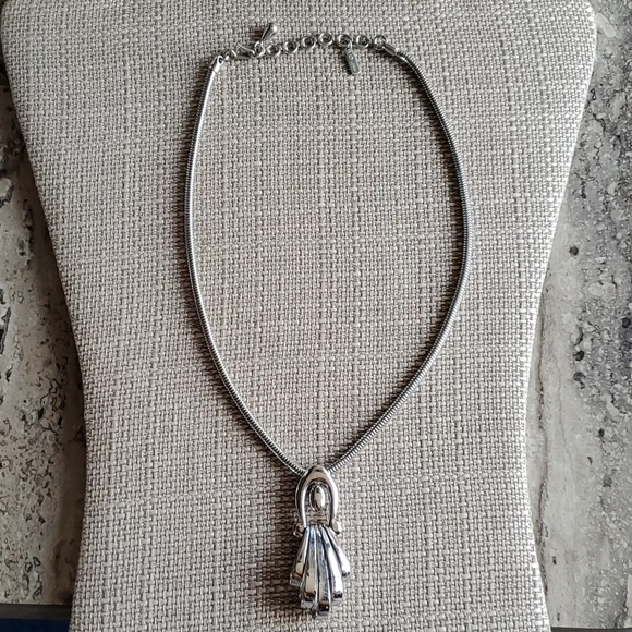 Vintage Monet Silver Tone Statement Pendant Necklace - Picture 2 of 4